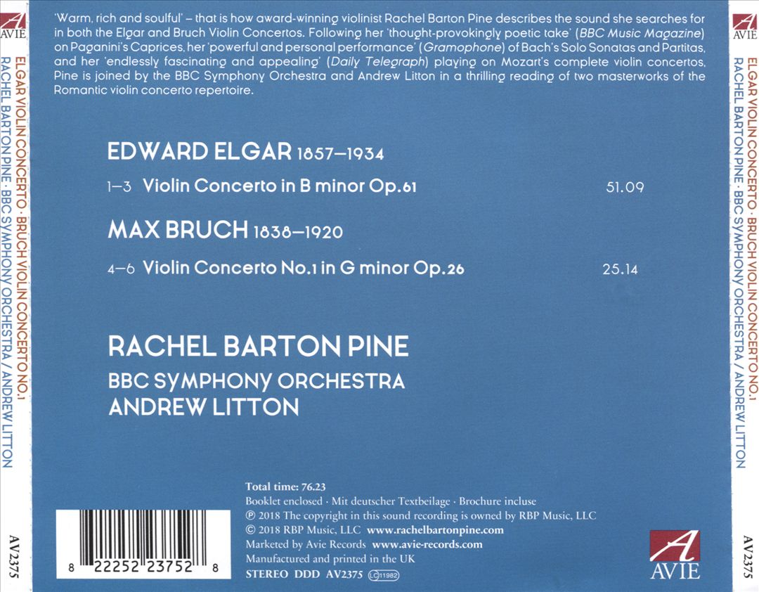 Elgar, Bruch: Violin Concertos cover art