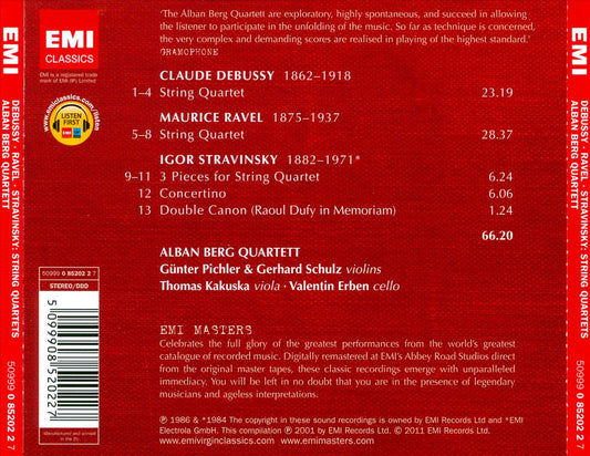 Debussy, Ravel: String Quartets; Stravinsky: 3 Pieces; Concertino; Double Canon cover art