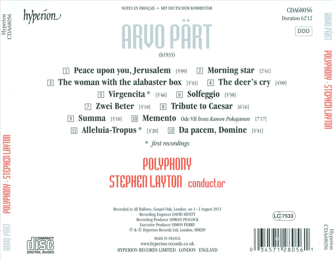 Arvo Pärt cover art