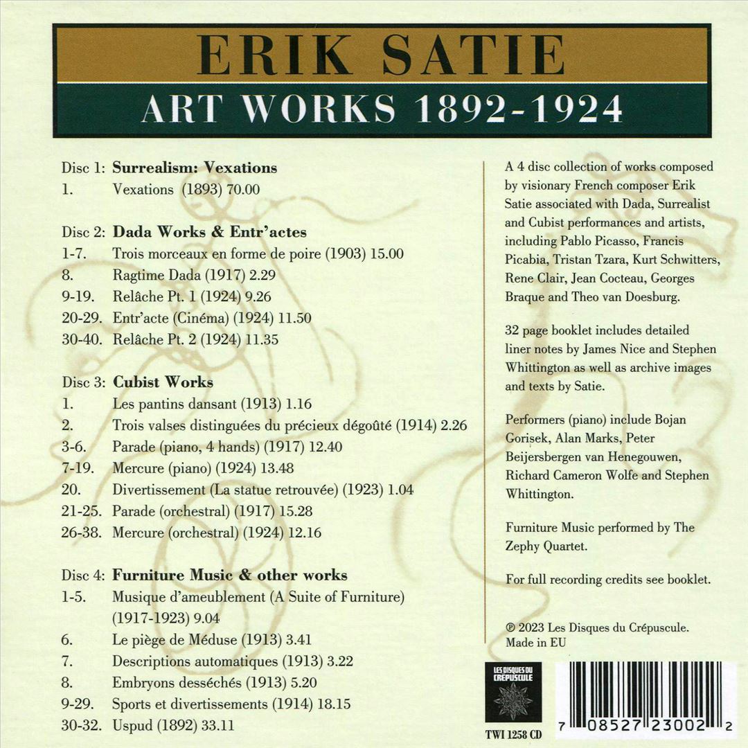 Erik Satie: Art Works 1892-1924 cover art