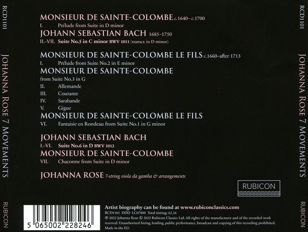 7 Movements: J.S. Bach, Sainte-Colombe - father & son cover art