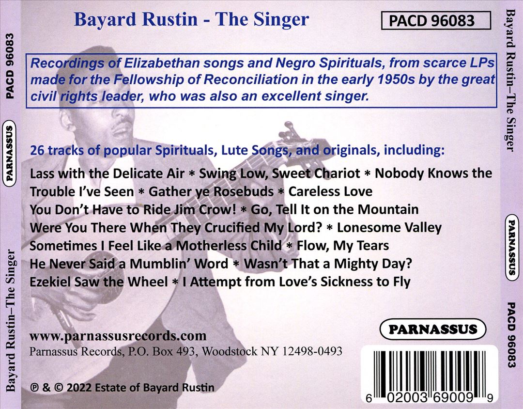 Bayard Rustin: The Singer - Negro Spirituals, Lute Songs & More cover art