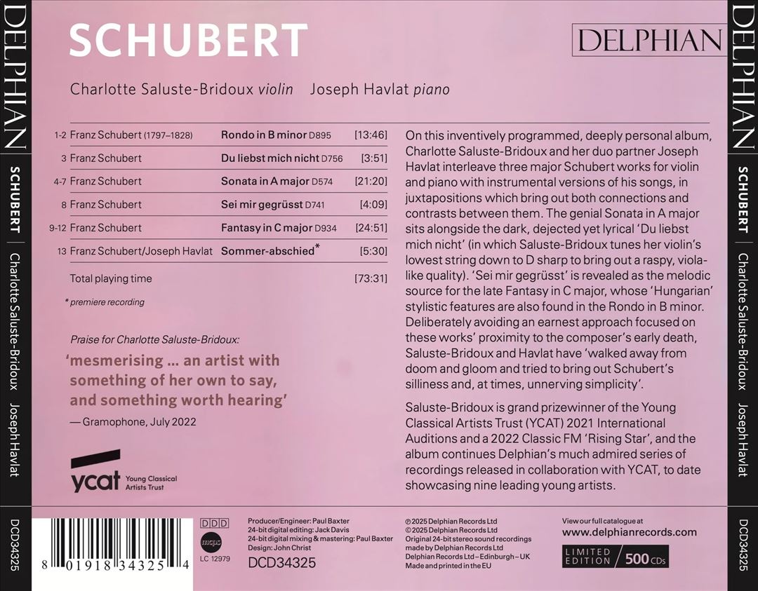 Charlotte Saluste Bridoux | Joseph Havlat: Schubert cover art