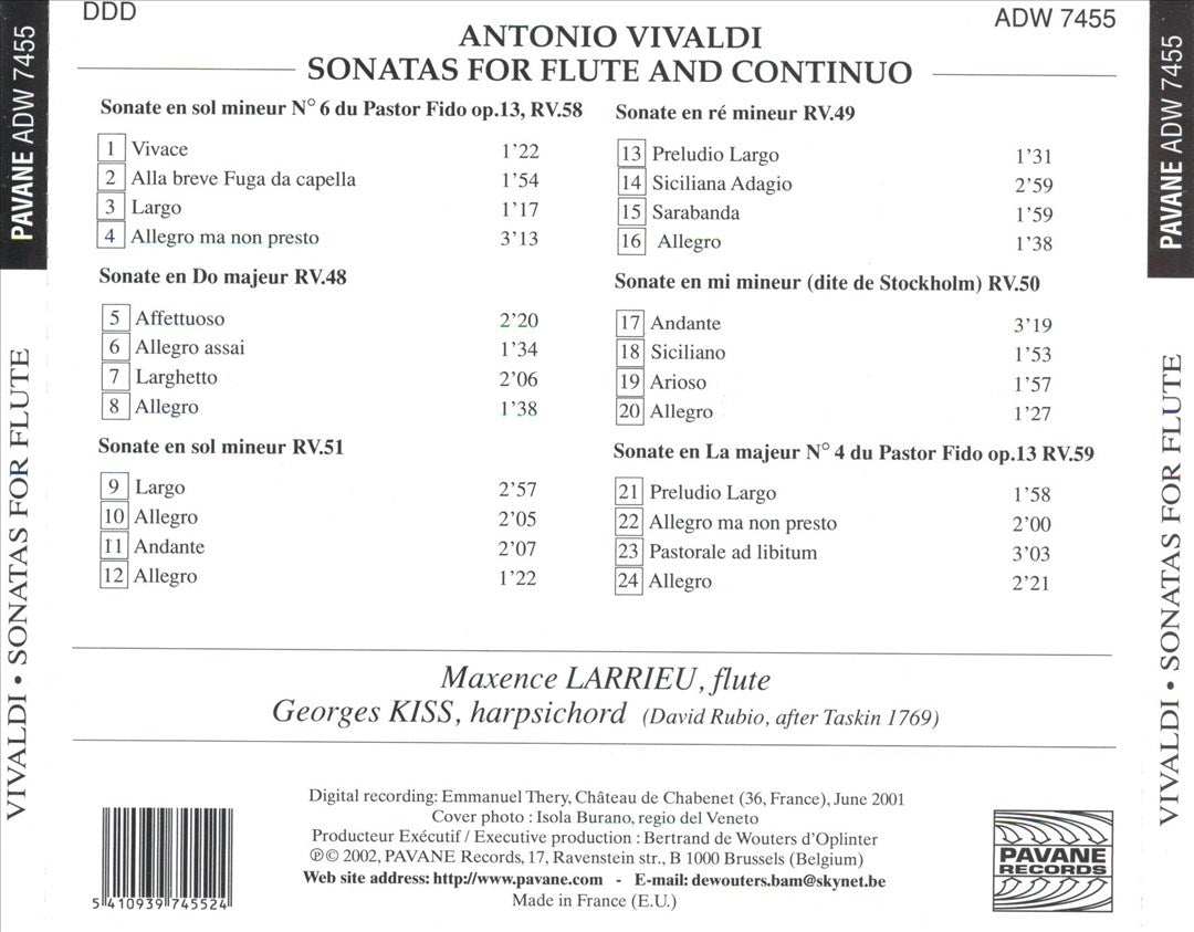 Vivaldi: Sonatas for Flute and Continuo cover art