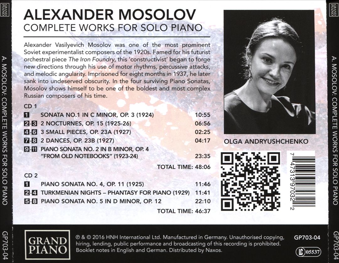 A. Mosolov: Complete Works for Solo Piano cover art