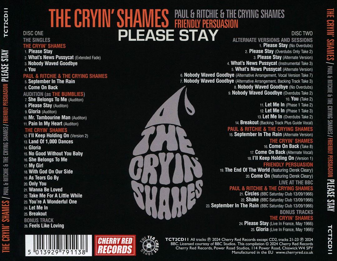 Cryin’ Shames, Paul & Ritchie & the Crying Shames Friendly Persuasion: Please Stay cover art