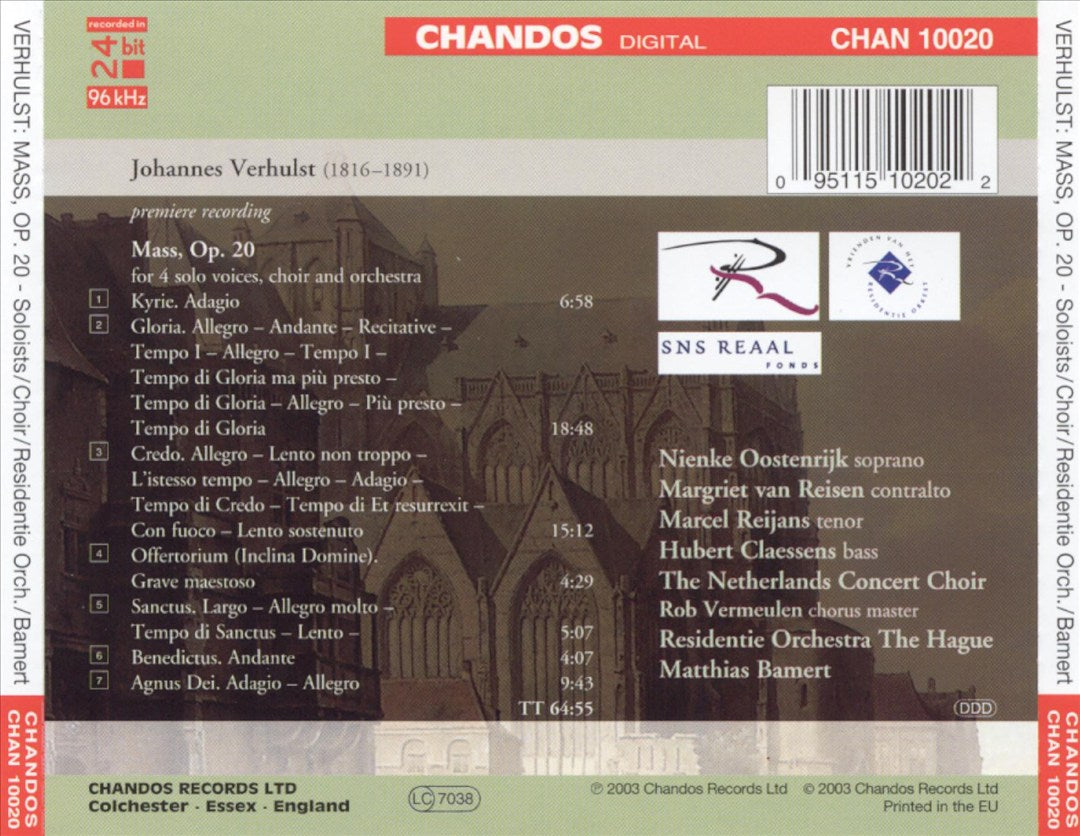 Johannes Verhulst: Mass, Op. 20 cover art