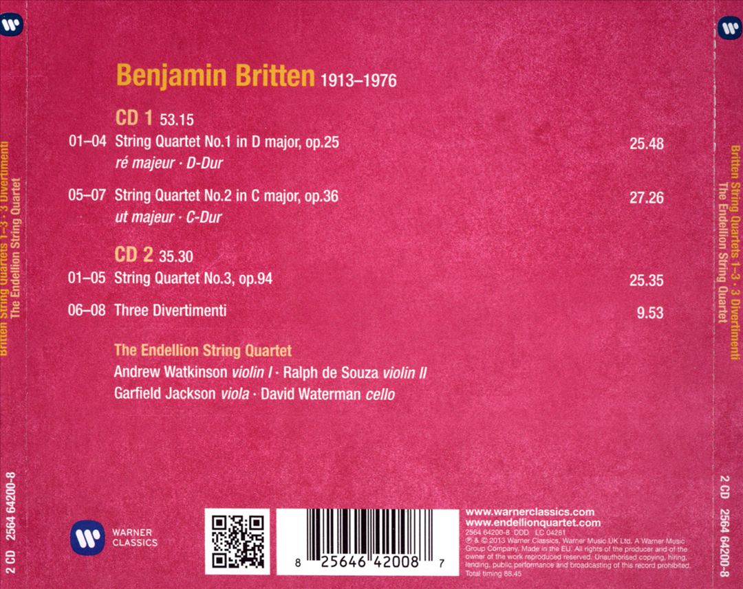 Britten: String Quartets Nos 1, 2, 3; 3 Divertimenti cover art
