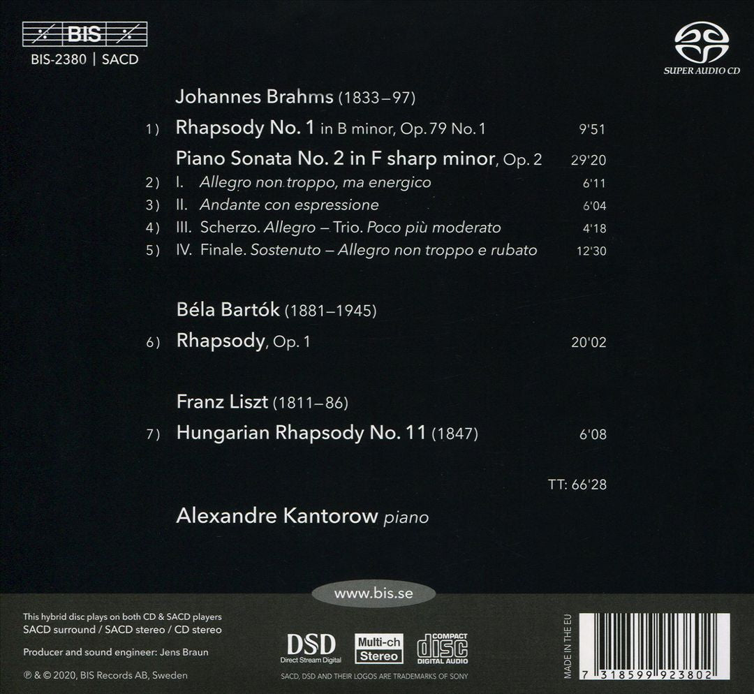 Brahms, Bartók, Liszt cover art