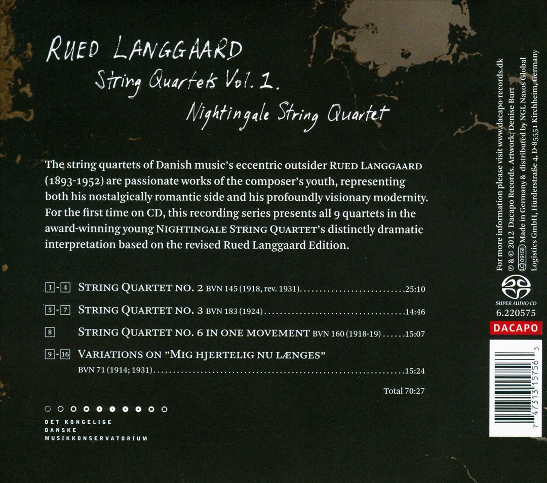 Rued Langgaard: String Quartets, Vol. 1 cover art