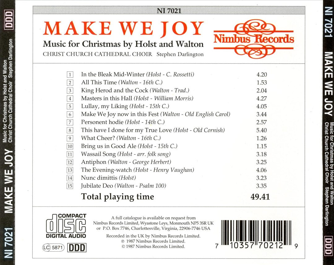 Make We Joy: Christmas Music by Holst and Walton cover art