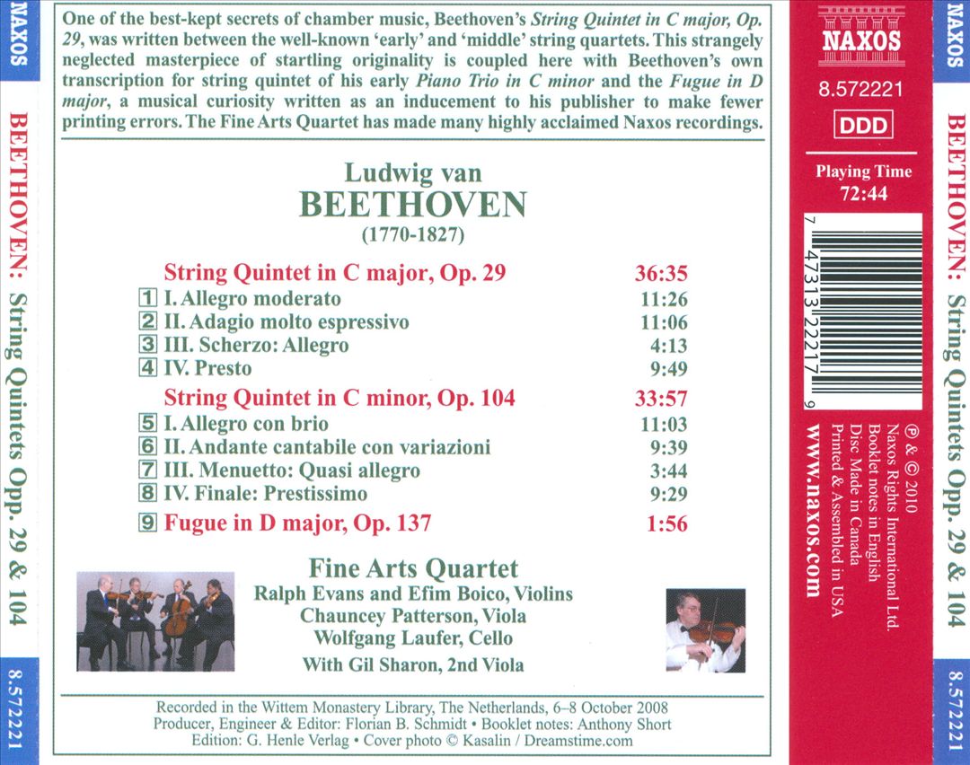 Beethoven: String Quintets, Opp. 29 & 104 cover art