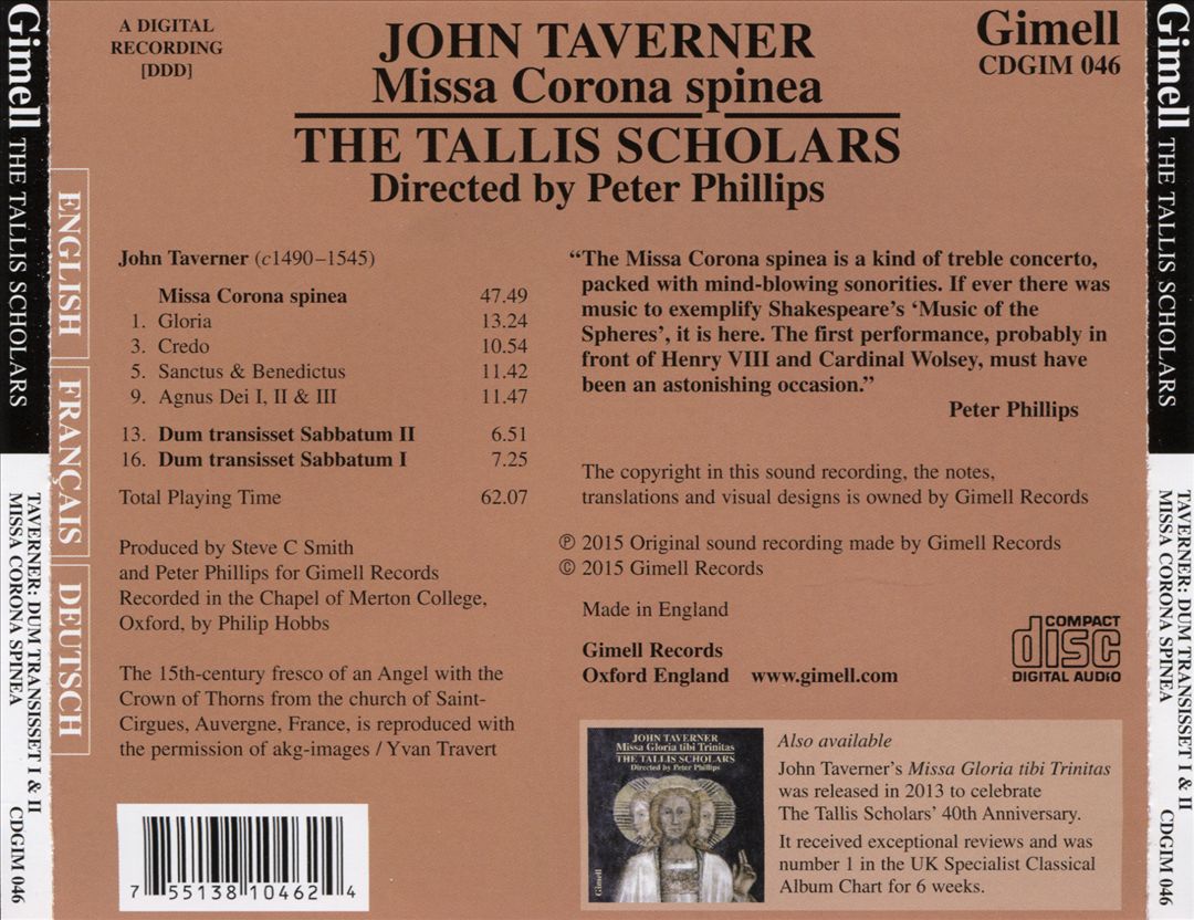 John Taverner: Missa Corona Spinea cover art
