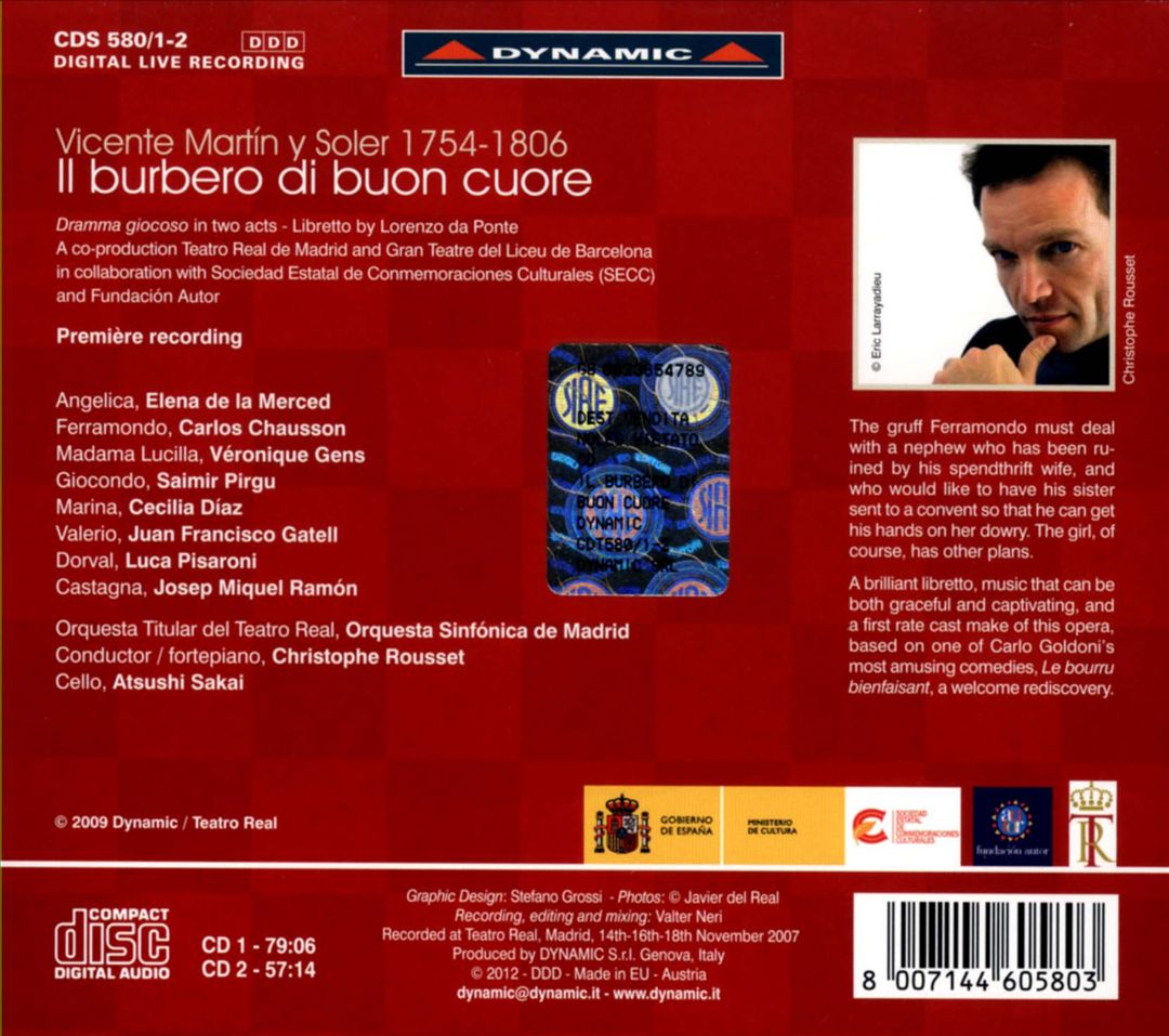 Vicente Martín y Soler: Il Burbero di Buon Cuore cover art