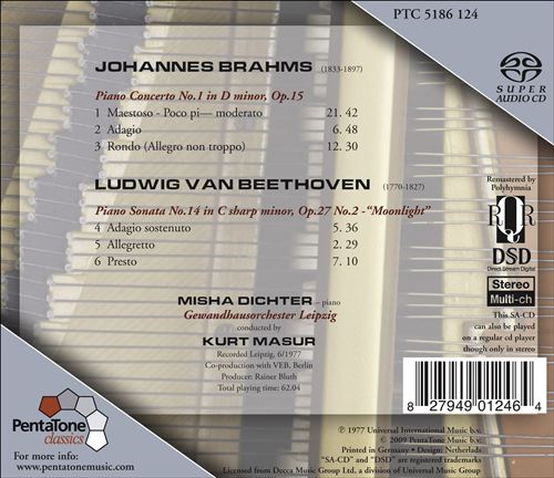 Brahms: Piano Concerto No. 1; Beethoven: Piano Sonata No. 14 'Moonlight'  cover art