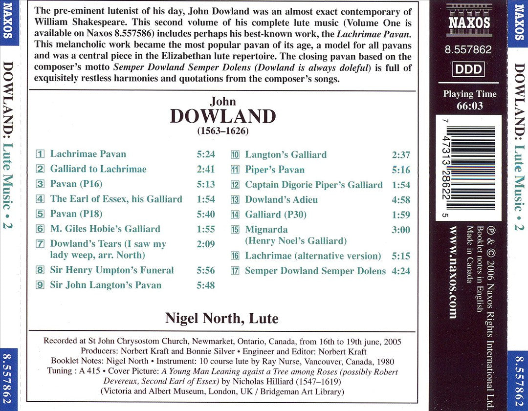 Dowland: Dowland's Tears - Lute Music, Vol. 2 cover art