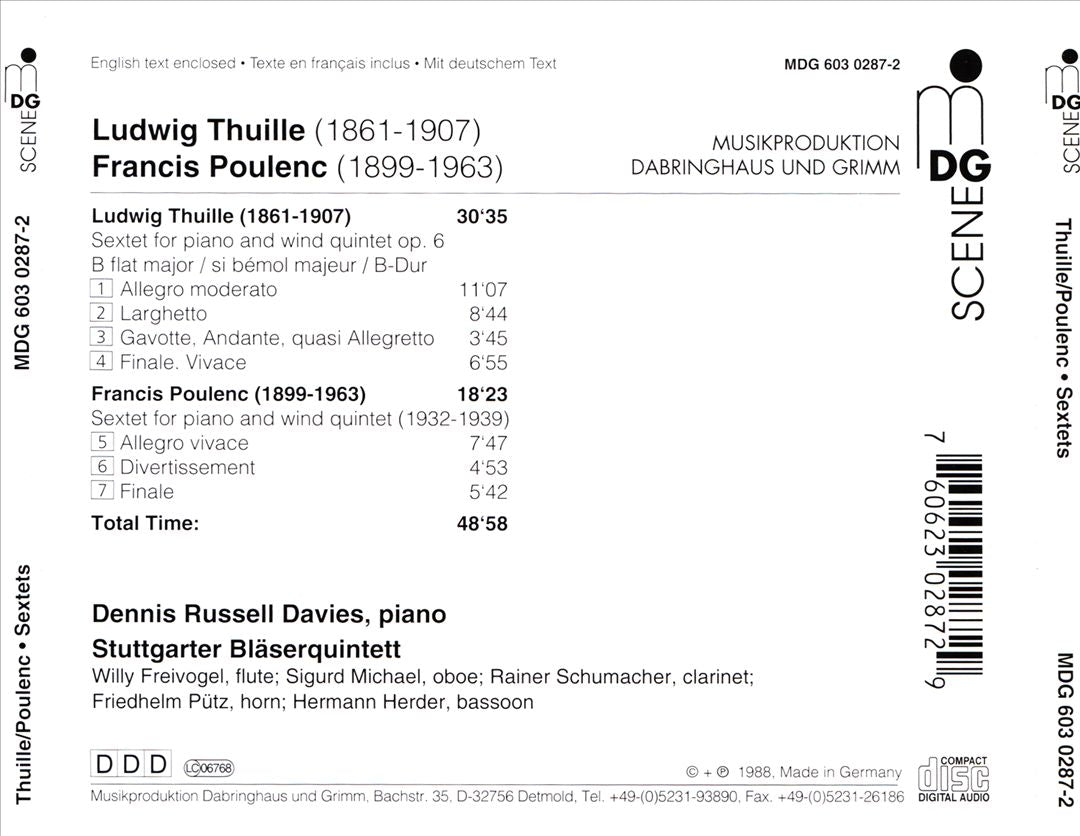 Ludwig Thuille, Francis Poulenc: Sextett für Klavier und Bläserquintett cover art