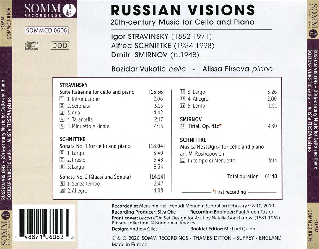 Russian Visions: 20th-Century Music for Cello and Piano - Stravinsky, Schnittke, Smirnov cover art