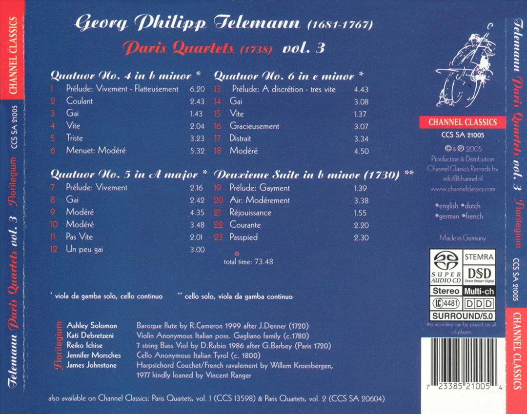 Telemann: Paris Quartets, Vol. 3  cover art