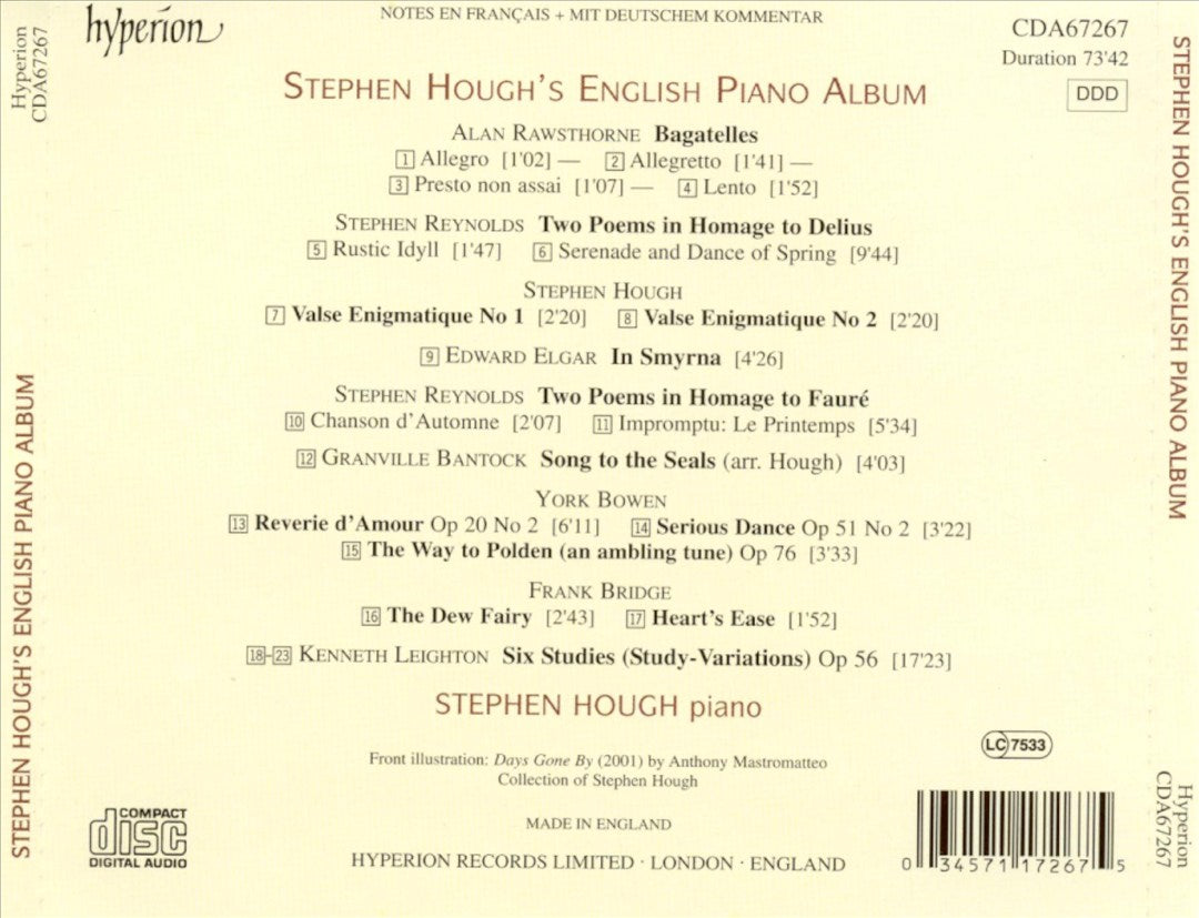 Stephen Hough's English Piano Album cover art