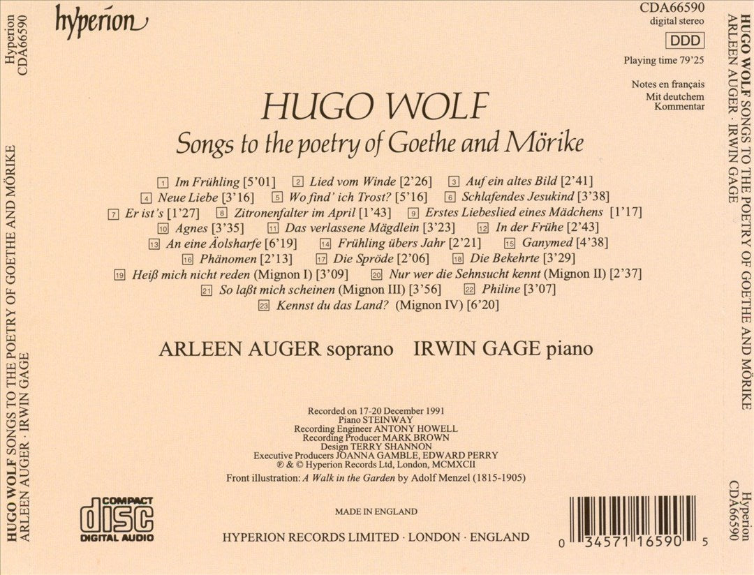 Hugo Wolf: Songs to the Poetry of Goethe and Mörike cover art