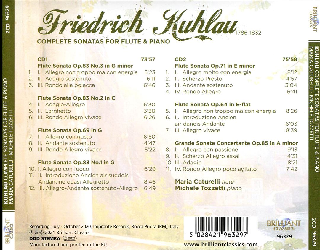 Kuhlau: Complete Sonatas for Flute & Piano cover art