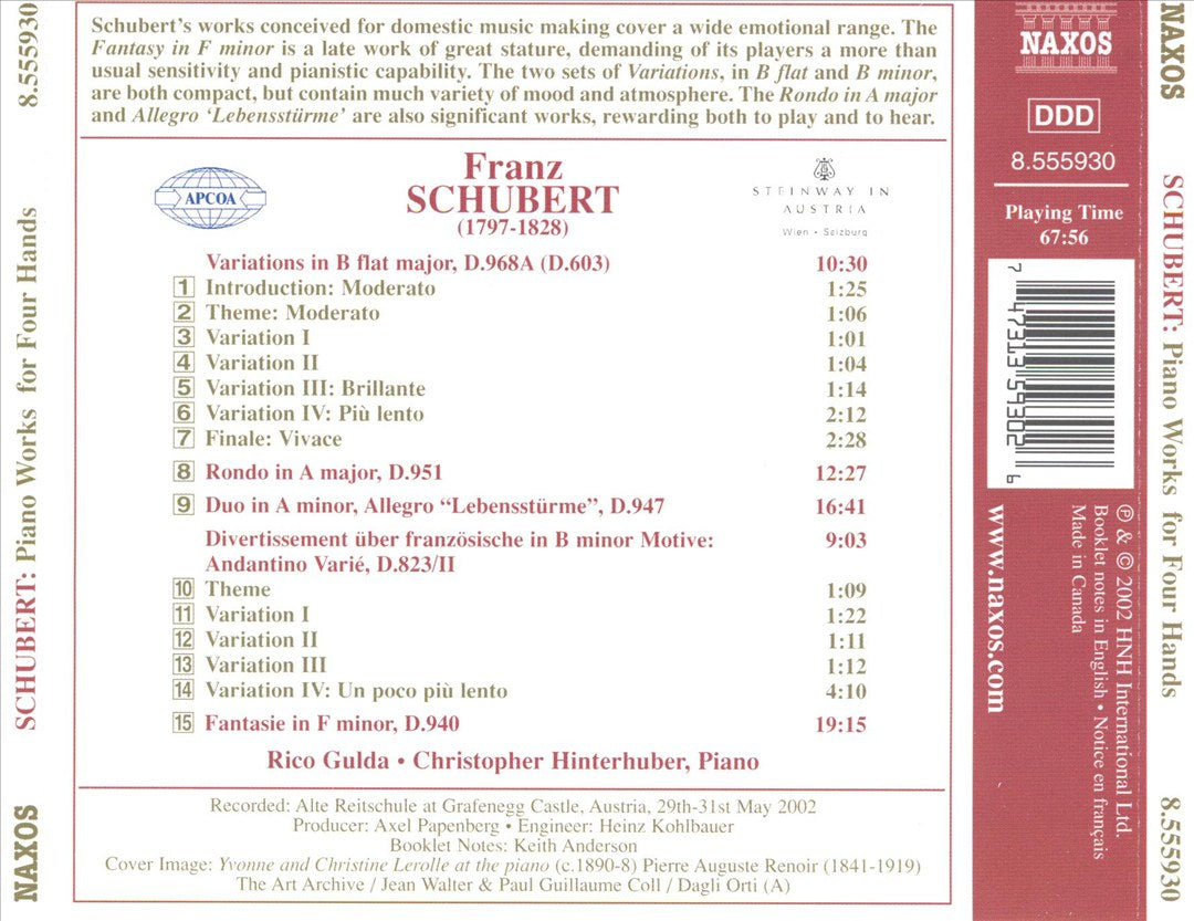 Schubert: Piano Works for Four Hands cover art