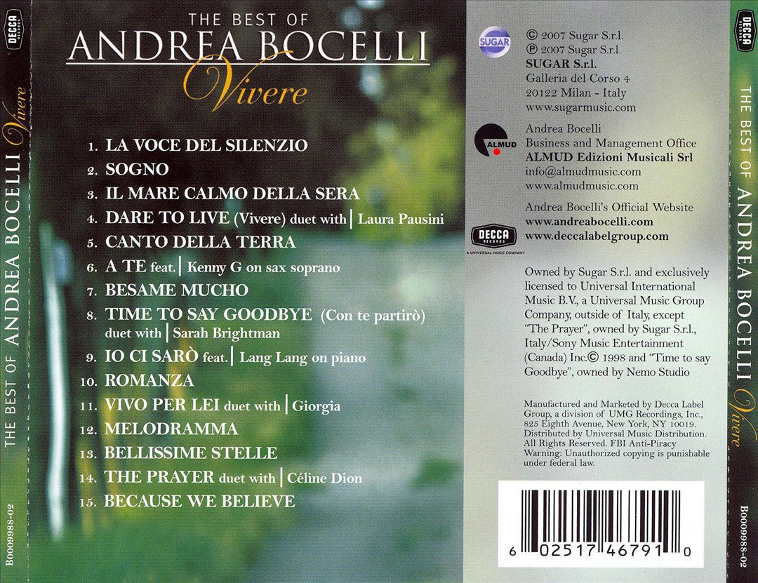 Best of Andrea Bocelli: Vivere cover art