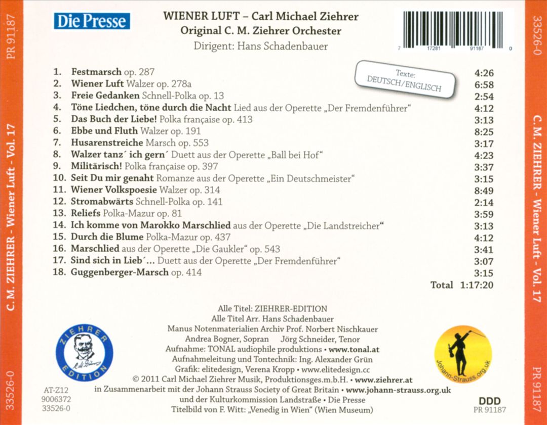 Carl Michael Ziehrer, Vol. 17: Wiener Luft cover art