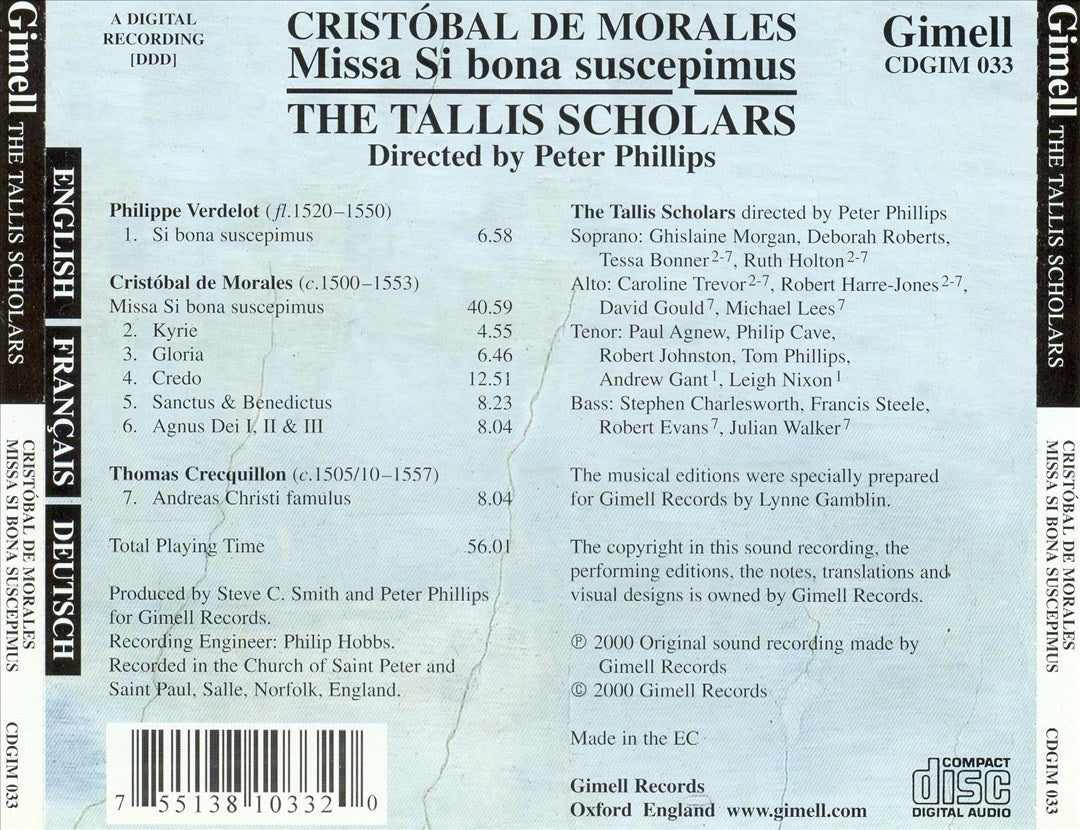 Cristóbal de Morales: Missa Si bona suscipimus cover art