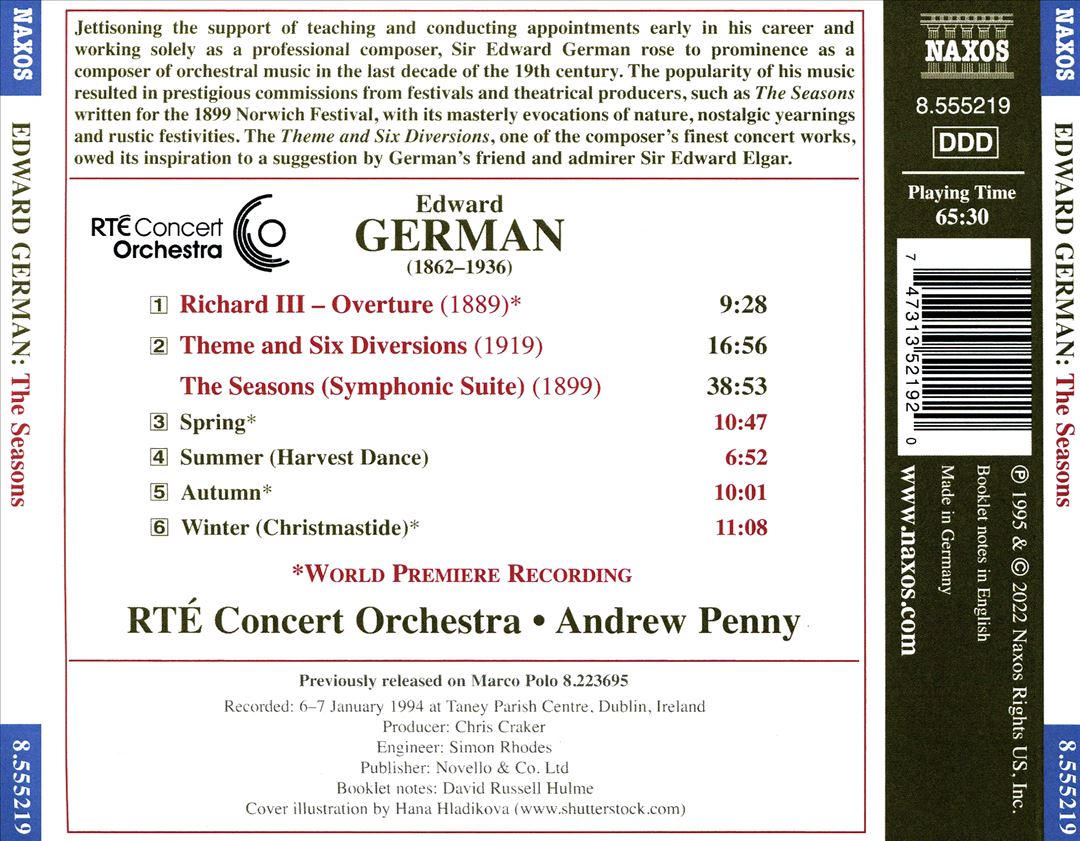 Edward German: The Seasons; Richard III, Overture; Theme and Six Diversions cover art