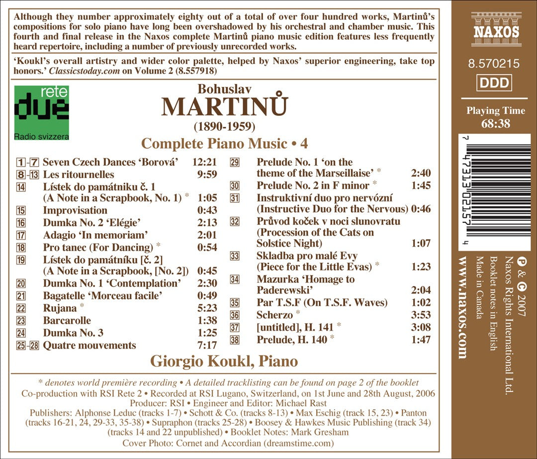 Martinu: Complete Piano Music, Vol. 4 cover art