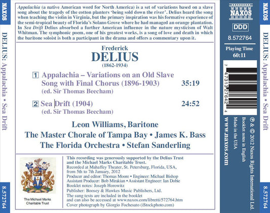 Delius: Appalachia; Sea Drift cover art