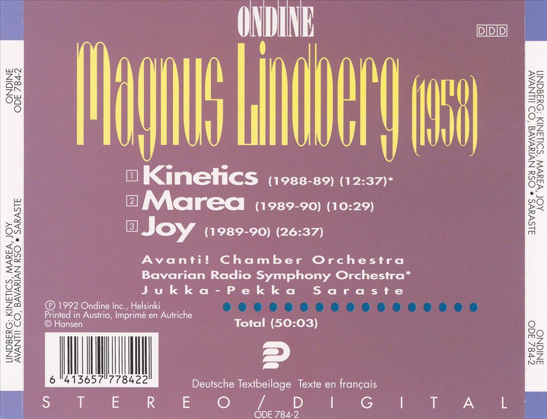 Magnus Lindberg: Kinetics; Marea; Joy cover art