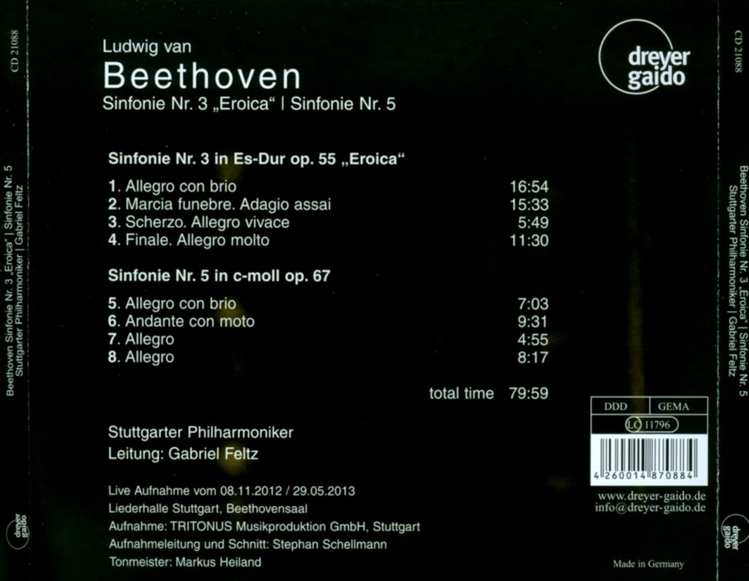 Beethoven: Sinfonie No. 3 "Eroica"; Sinfonie No. 5 cover art
