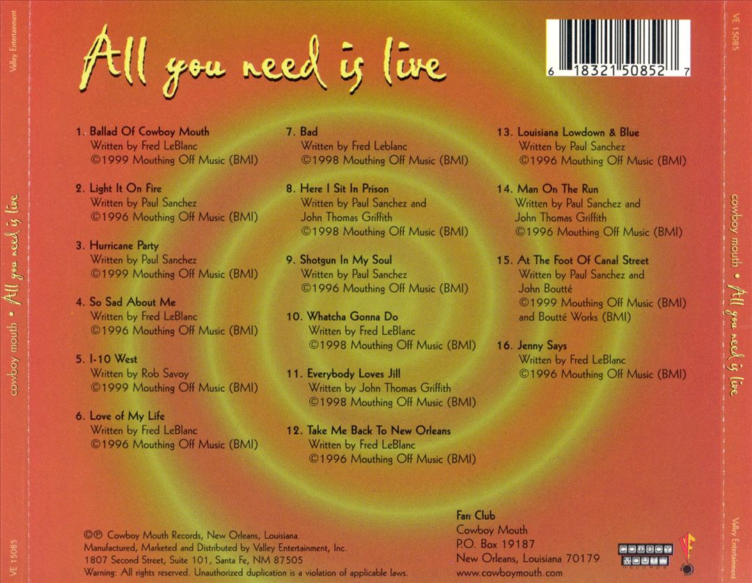 All You Need Is Live cover art