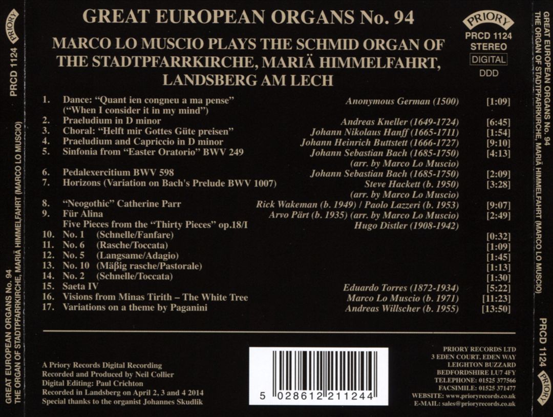Great European Organs No. 94: The Schmid Organ of the Stadtpfarrkirche, Mariä Himmelfahrt, Landsberg am Lech cover art