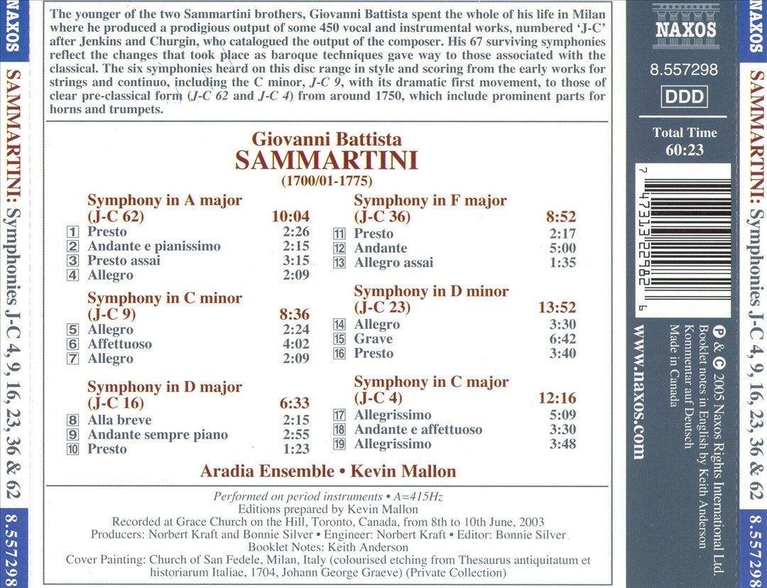 Sammartini: Six Symphonies (1730-1750) cover art