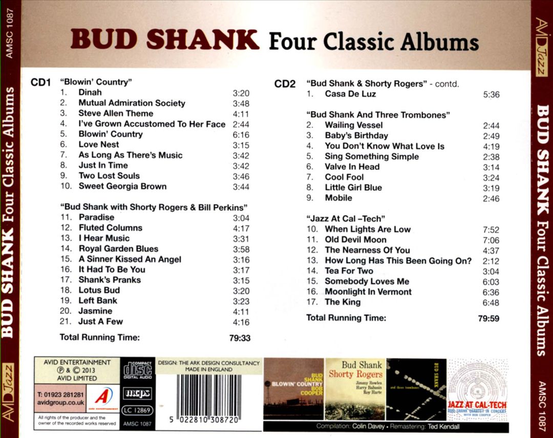 Four Classic Albums: Blowin' Country/Bud Shank with Shorty Rogers & Bill Perkins/Bud Shank and Three Trombones/Jazz at Cal-Tech cover art