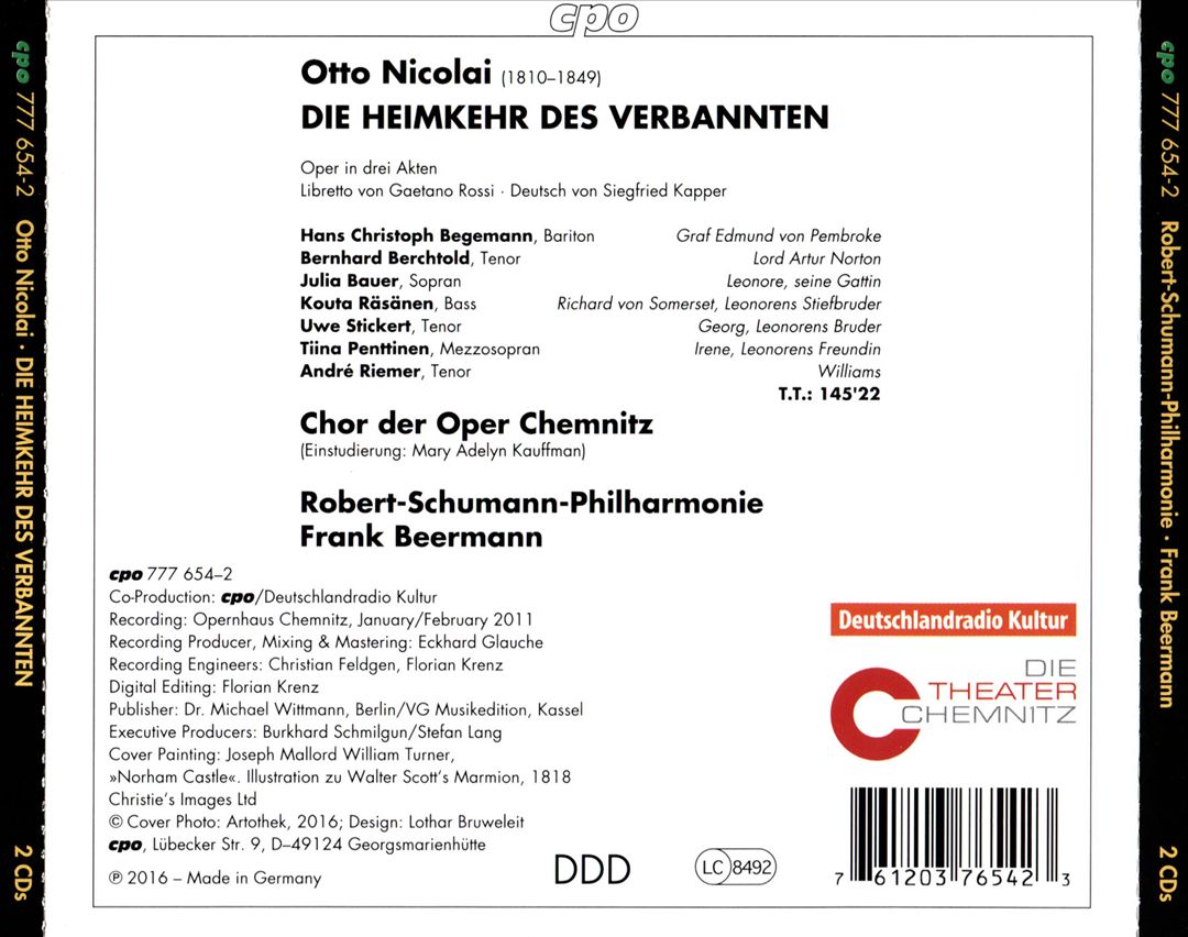 Otto Nicolai: Die Heimkehr des Verbannten cover art