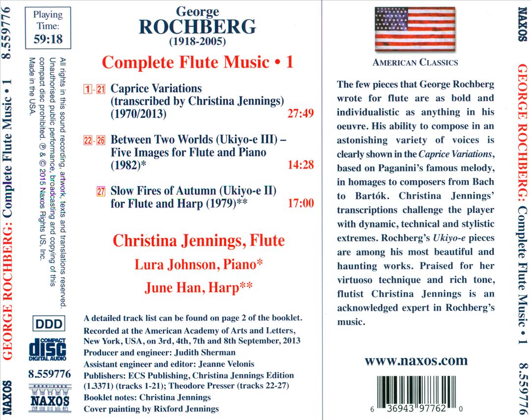 George Rochberg: Complete Flute Music, Vol. 1 cover art