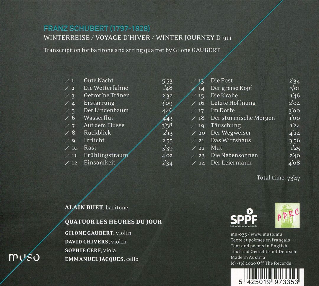 Schubert: Winterreise - Barytone & String Quartet cover art