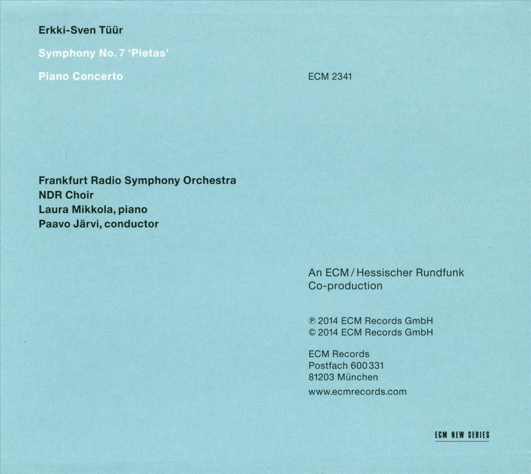 Erkki-Sven Tüür: Seventh Symphony; Piano Concerto cover art