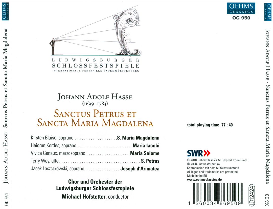 Johann Adolf Hasse: Sanctus Petrus et Sancta Maria Magdalena cover art