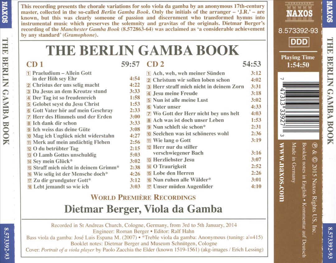 Berlin Gamba Book: Chorale Varations cover art