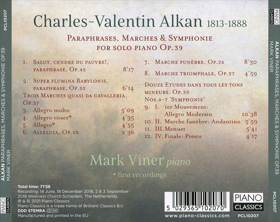 Alkan: Paraphrases, Marches & Symphony for Solo Piano Op. 39 cover art