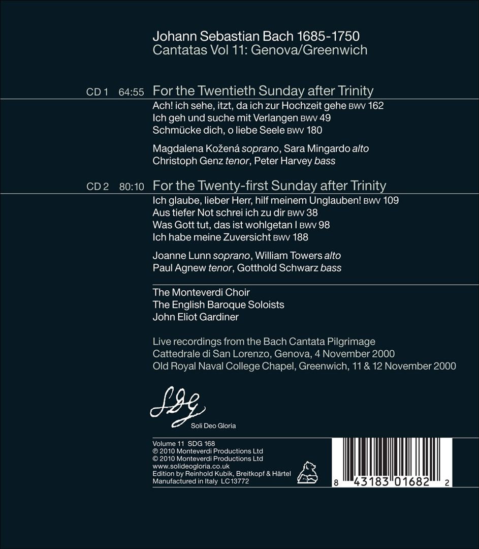 Bach Cantatas, Vol. 11: Genova/Greenwich cover art