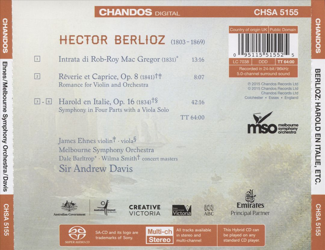 Berlioz: Harold en Italie; Rob-Roy; Rêverie et Caprice cover art