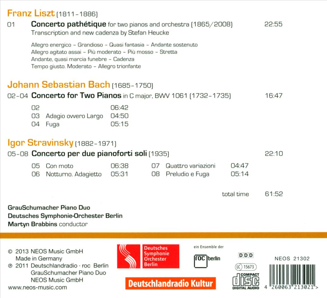 Concerti II: Liszt, Bach, Stravinsky cover art