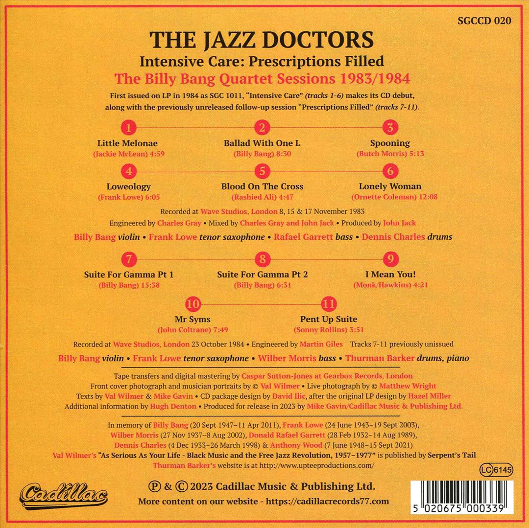 Intensive Care: Prescriptions Filled: The Billy Bang Quartet Sessions, 1983/1984 cover art